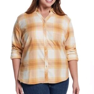 Women's Weatherproof Vintage Comfort Stretch Flannel Shirt Yellow Size XL NWT